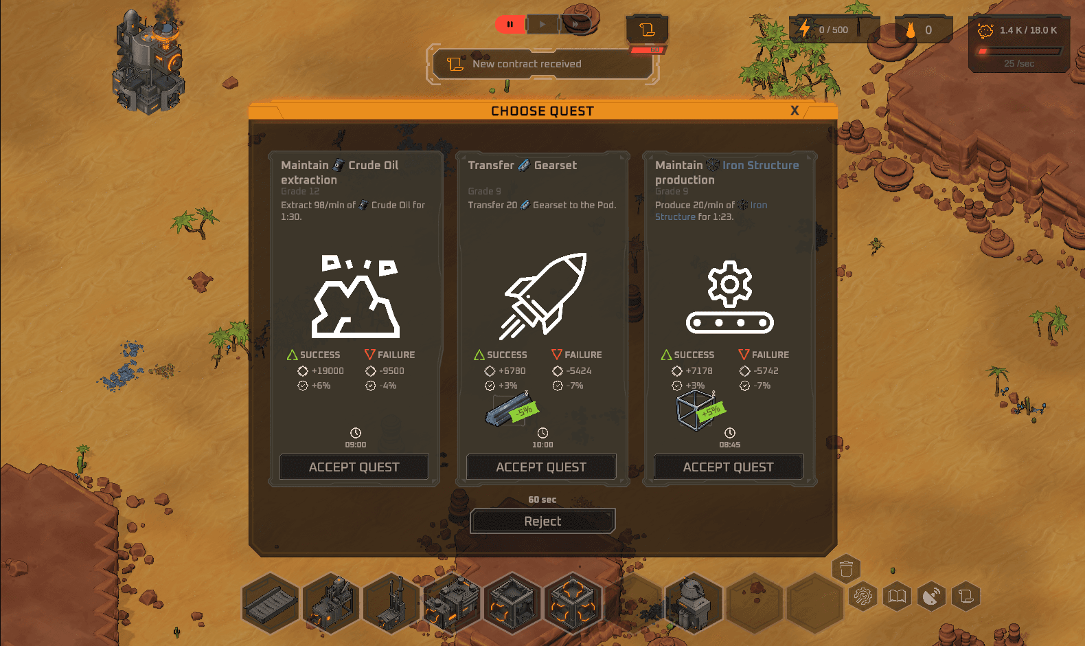 Contracts | production quests offered mid-run